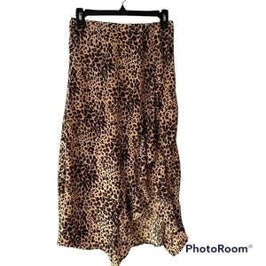 Women's Leopard Animal Print High Low Ruffled Skirt, Sz S